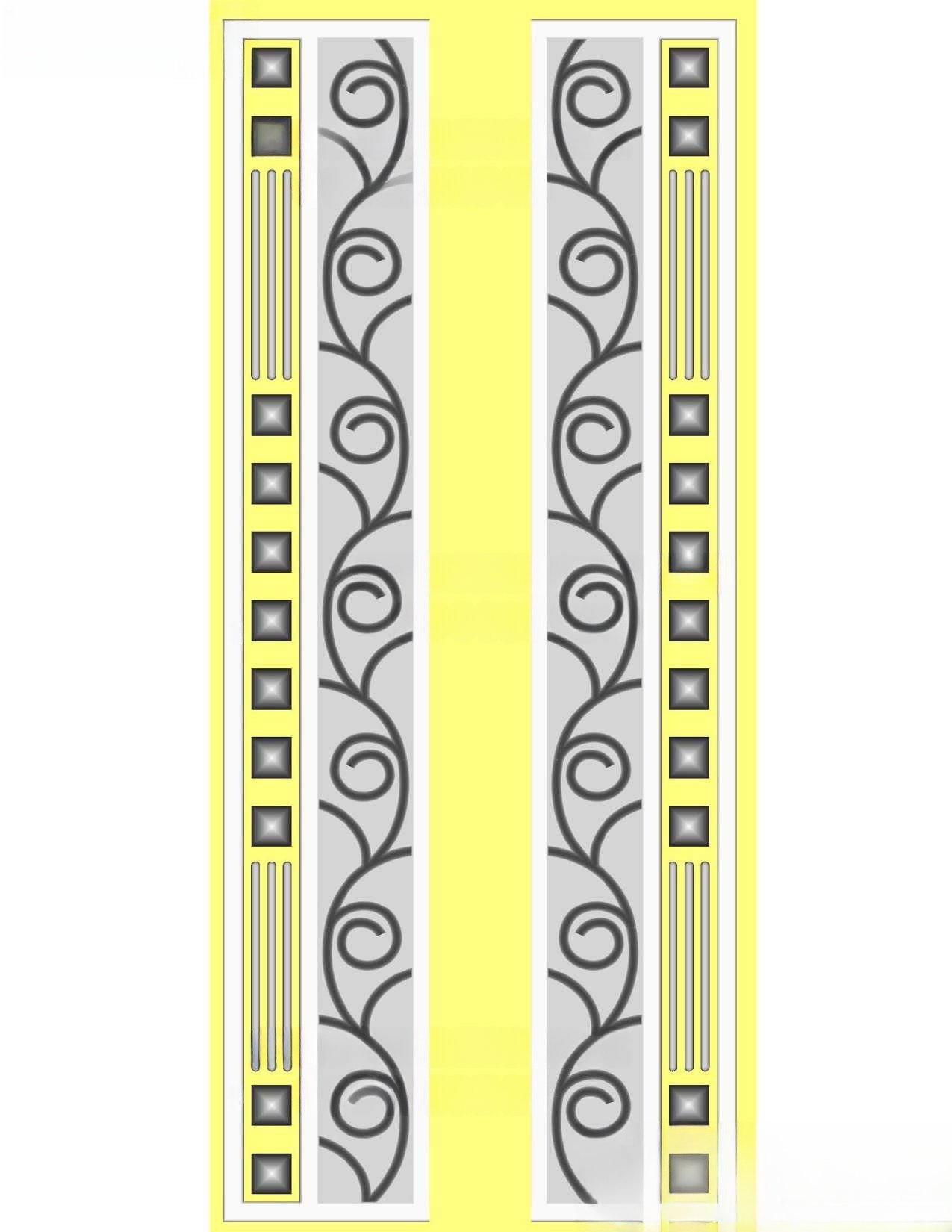 MD - MIX-107 Modern Geometric & Floral Abstract Carved Door 3D Model